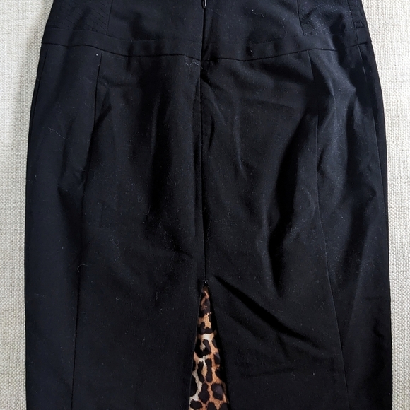 Express Design Studio Black Pencil Skirt High Waisted Lined Leopard Print Size 6 - Picture 3 of 6